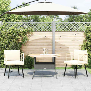 Gartenstühle 2er Set Poly Rattan Natur mit Kissen