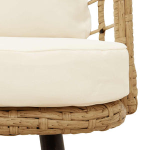 Gartenstühle 2er Set Poly Rattan Natur mit Kissen