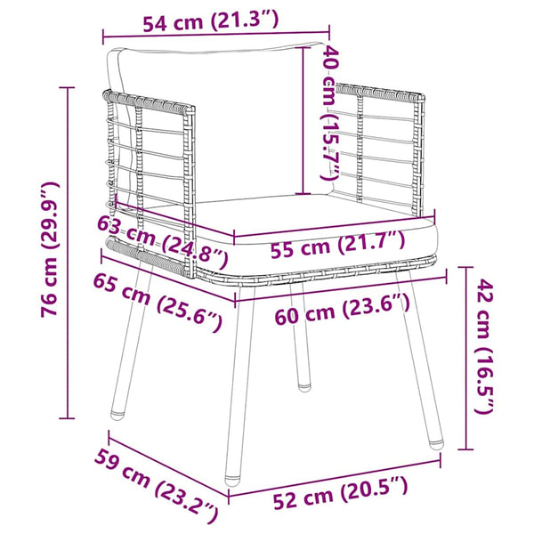 Gartenstühle 2er Set Poly Rattan Natur mit Kissen