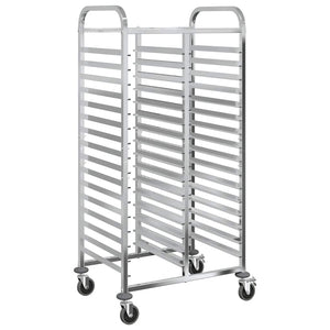vidaXL Chariot de service avec 32 bacs GN 75x55x162,5 cm Acier inoxydable