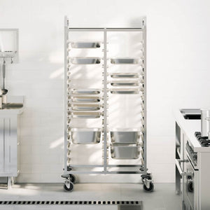 vidaXL Chariot de service avec 32 bacs GN 75x55x162,5 cm Acier inoxydable