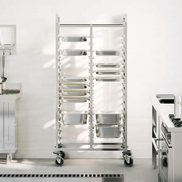 vidaXL Chariot de service avec 32 bacs GN 75x55x162,5 cm Acier inoxydable