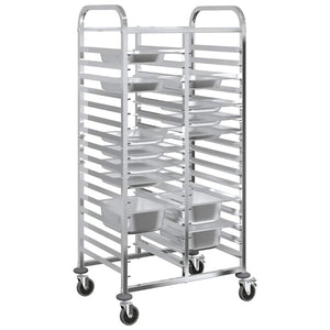 vidaXL Chariot de service avec 32 bacs GN 75x55x162,5 cm Acier inoxydable