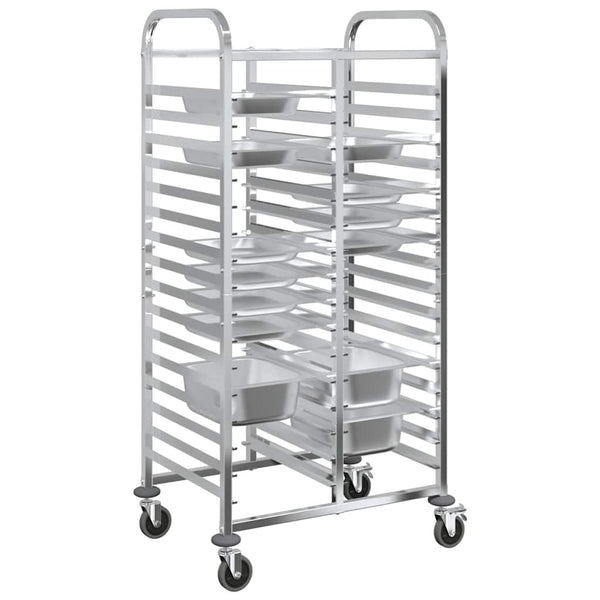 vidaXL Chariot de service avec 32 bacs GN 75x55x162,5 cm Acier inoxydable
