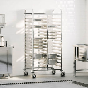 vidaXL Chariot de service avec 32 bacs GN 75x55x162,5 cm Acier inoxydable