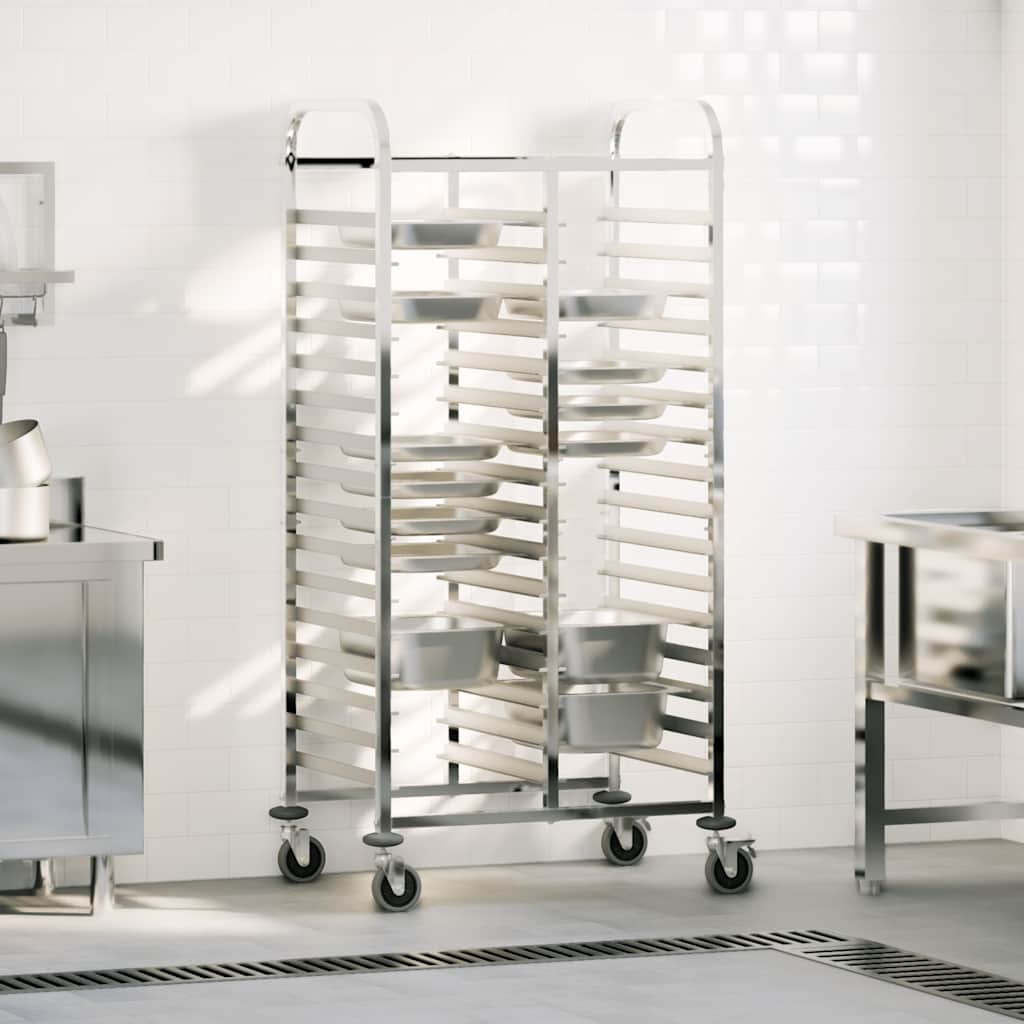vidaXL Chariot de service avec 32 bacs GN 75x55x162,5 cm Acier inoxydable