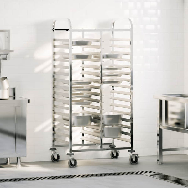 vidaXL Chariot de service avec 32 bacs GN 75x55x162,5 cm Acier inoxydable