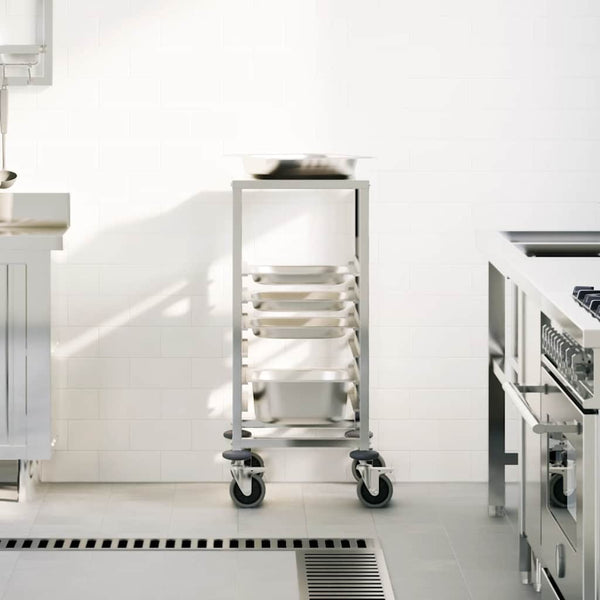 vidaXL Chariot de service avec 6 bacs GN 39x55x87 cm Acier inoxydable