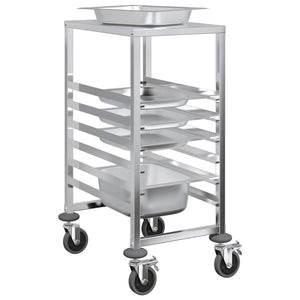 vidaXL Chariot de service avec 6 bacs GN 39x55x87 cm Acier inoxydable