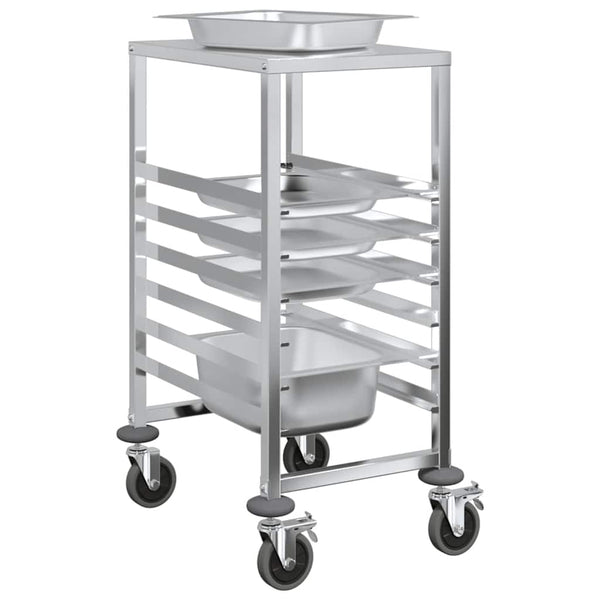 vidaXL Chariot de service avec 6 bacs GN 39x55x87 cm Acier inoxydable