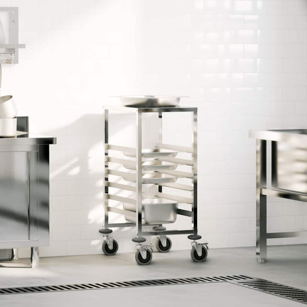 vidaXL Chariot de service avec 6 bacs GN 39x55x87 cm Acier inoxydable
