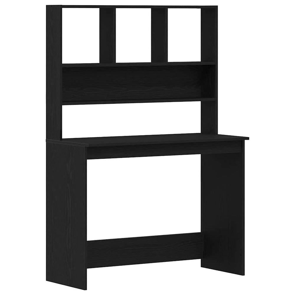 Schreibtisch mit Regalen, Schwarz/Eiche, 102 cm