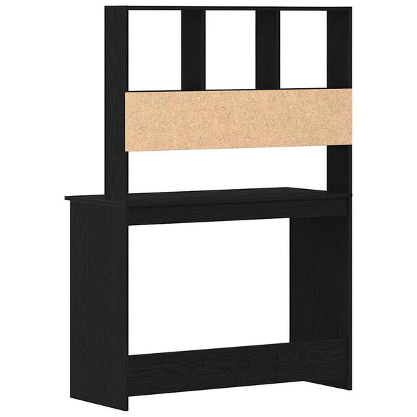 Schreibtisch mit Regalen, Schwarz/Eiche, 102 cm