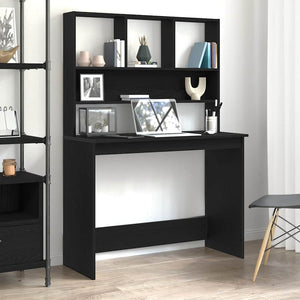 Schreibtisch mit Regalen, Schwarz/Eiche, 102 cm