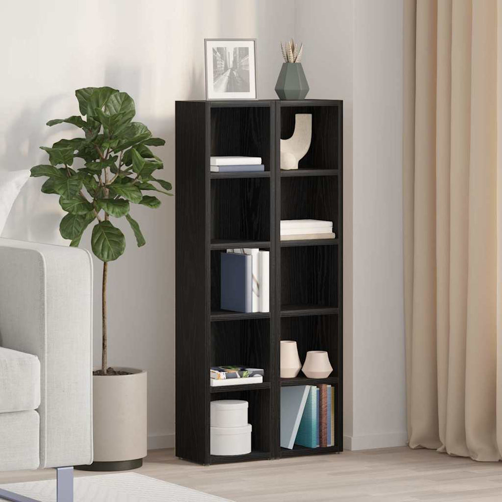 CD Regale 2er Set Schwarz Eiche