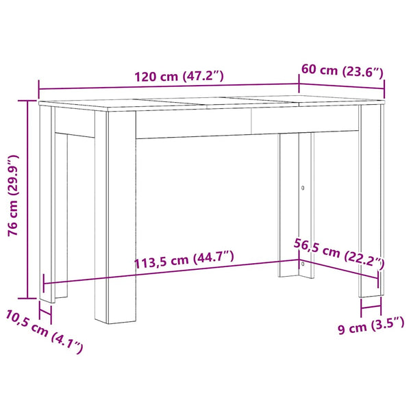 Esstisch Schwarz Eichenoptik 120 cm
