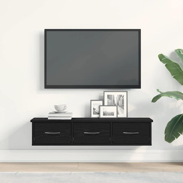 Wandschrank Schwarz Eichen-Optik, 88cm