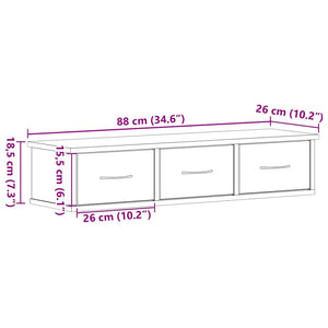 Wandschrank Schwarz Eichen-Optik, 88cm