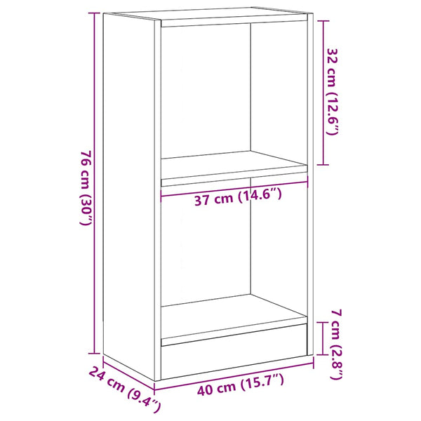Bücherregal Schwarz Eichen-Optik 76 cm