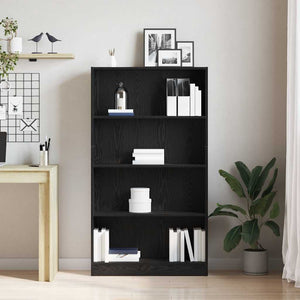 Bücherregal Schwarz Eichenoptik, 4 Fächer