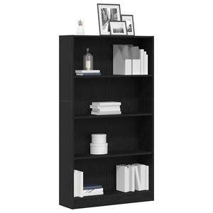 Bücherregal Schwarz Eichenoptik, 4 Fächer