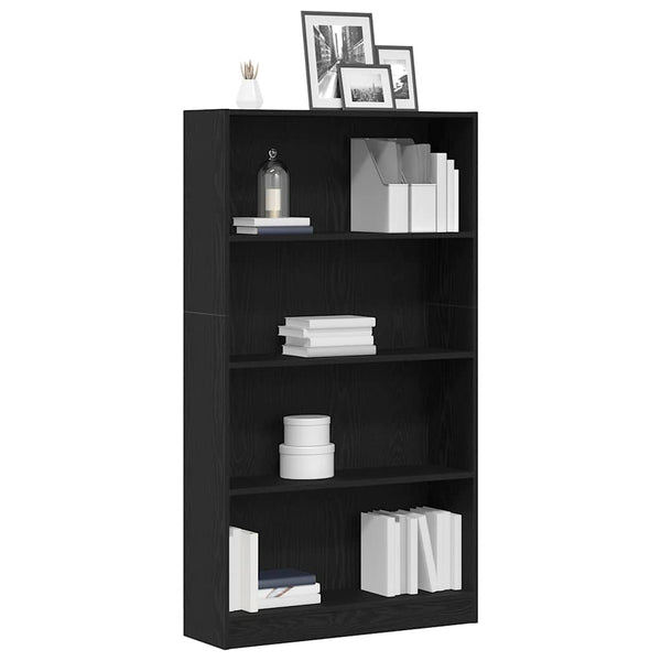 Bücherregal Schwarz Eichenoptik, 4 Fächer