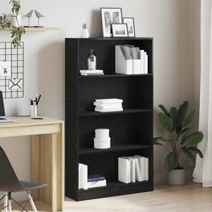 Bücherregal Schwarz Eichenoptik, 4 Fächer