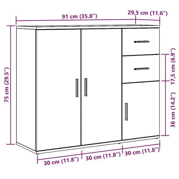 Sideboard Schwarze Eiche 91 cm