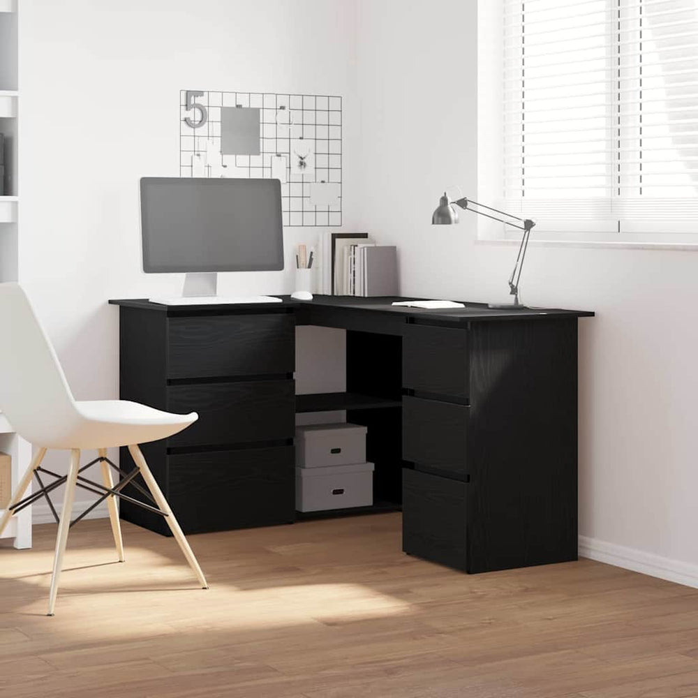 Schreibtisch mit Regal, Schwarz Eichen-Optik