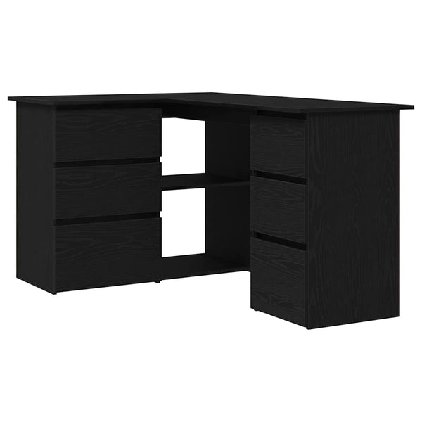 Schreibtisch mit Regal, Schwarz Eichen-Optik