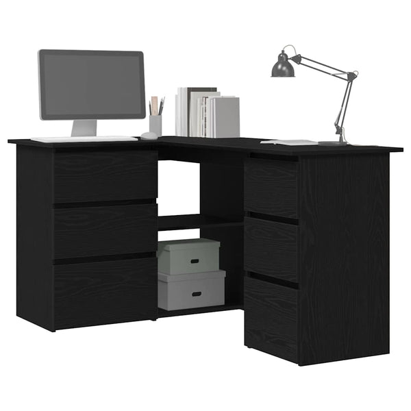 Schreibtisch mit Regal, Schwarz Eichen-Optik