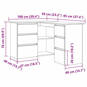 Schreibtisch mit Regal, Schwarz Eichen-Optik