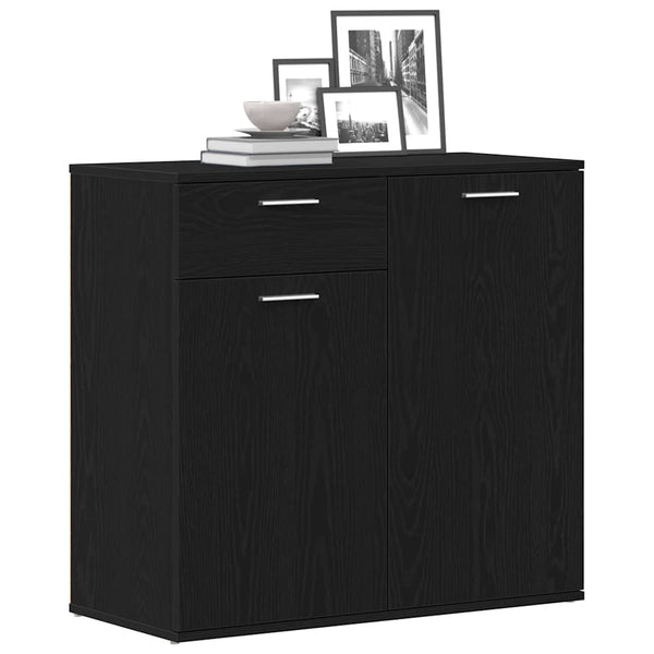Sideboard Schwarz Eichenoptik 80 cm