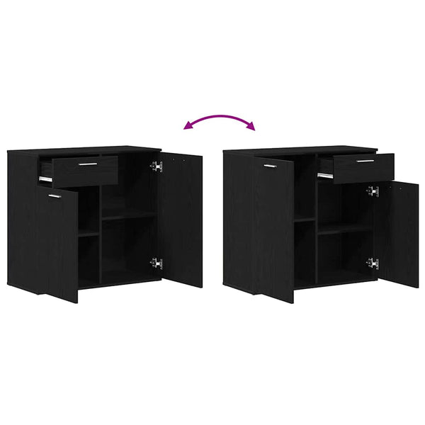Sideboard Schwarz Eichenoptik 80 cm