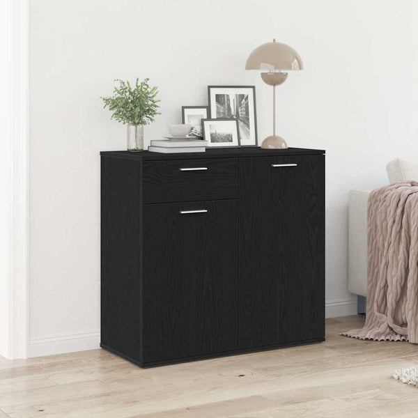 Sideboard Schwarz Eichenoptik 80 cm