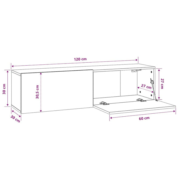 TV-Schrank Schwarz Eichen-Optik 120 cm