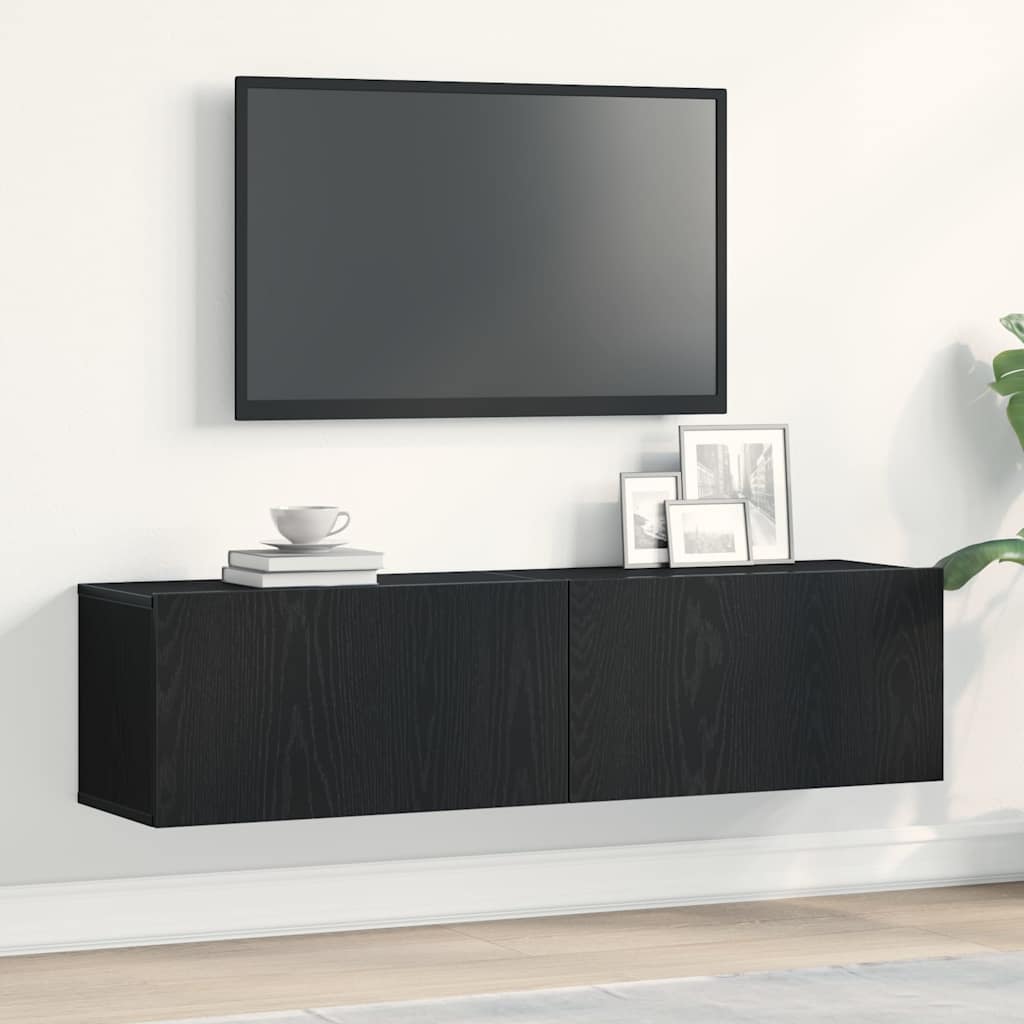 TV-Schrank Schwarz Eichen-Optik 120 cm