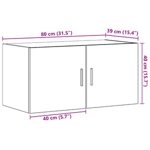 Wandschrank Schwarz Eiche 80x40 cm