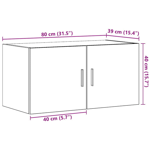 Wandschrank Schwarz Eiche 80x40 cm