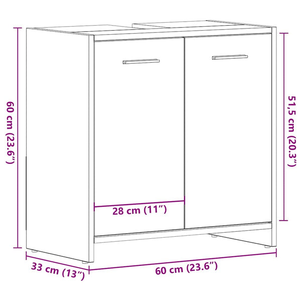 Waschbeckenunterschrank Schwarz Eichen-Optik 60 cm