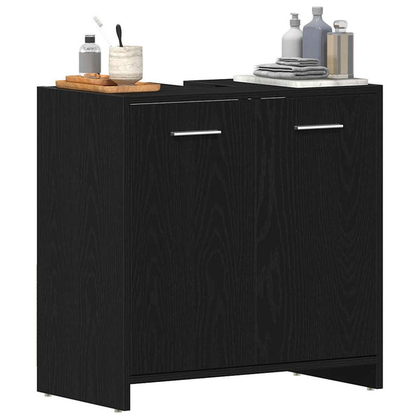 Waschbeckenunterschrank Schwarz Eichen-Optik 60 cm