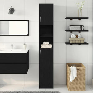 Badschrank Schwarz Eiche 32x25,5x190 cm