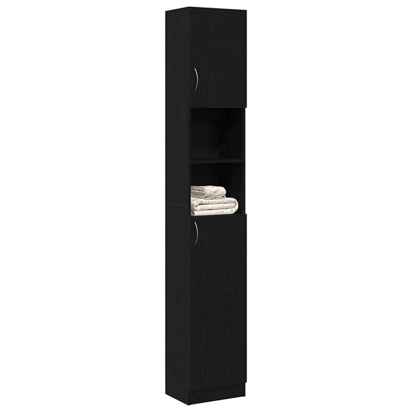 Badschrank Schwarz Eiche 32x25,5x190 cm