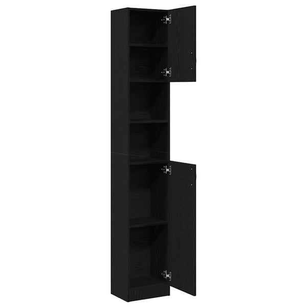 Badschrank Schwarz Eiche 32x25,5x190 cm