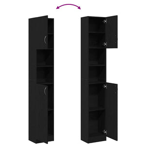 Badschrank Schwarz Eiche 32x25,5x190 cm