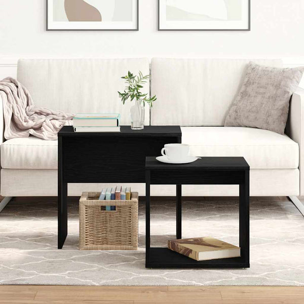 Couchtische 2er Set Schwarz Eichenoptik