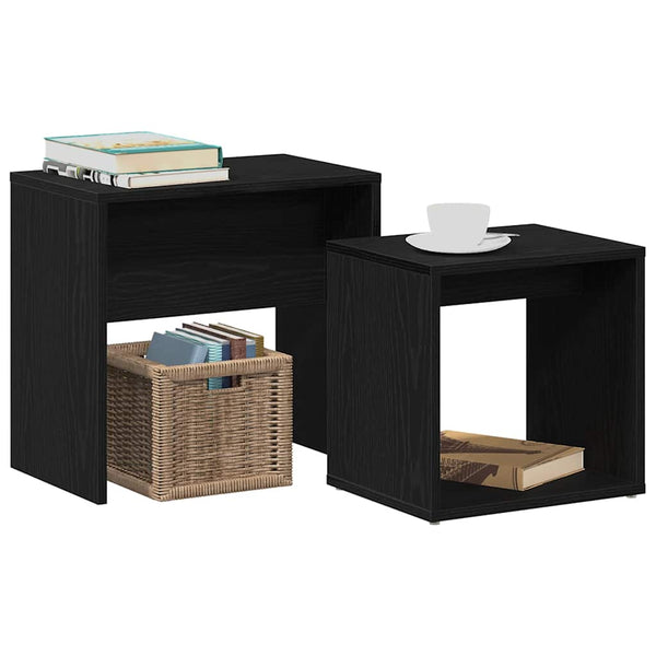 Couchtische 2er Set Schwarz Eichenoptik