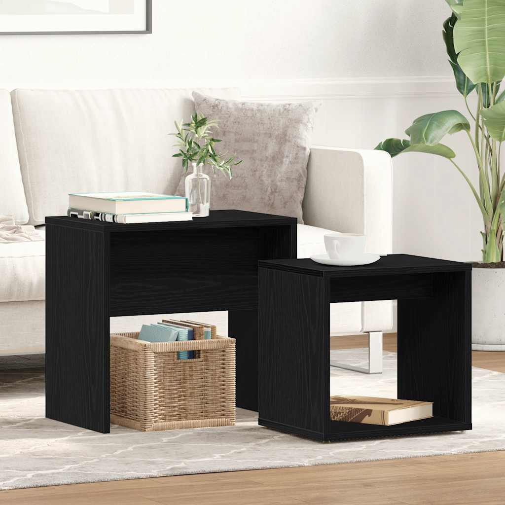 Couchtische 2er Set Schwarz Eichenoptik