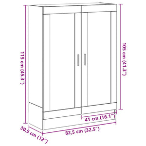 Bücherschrank Schwarz Eichen-Optik 115 cm