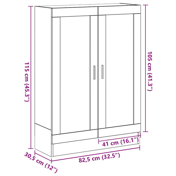 Bücherschrank Schwarz Eichen-Optik 115 cm
